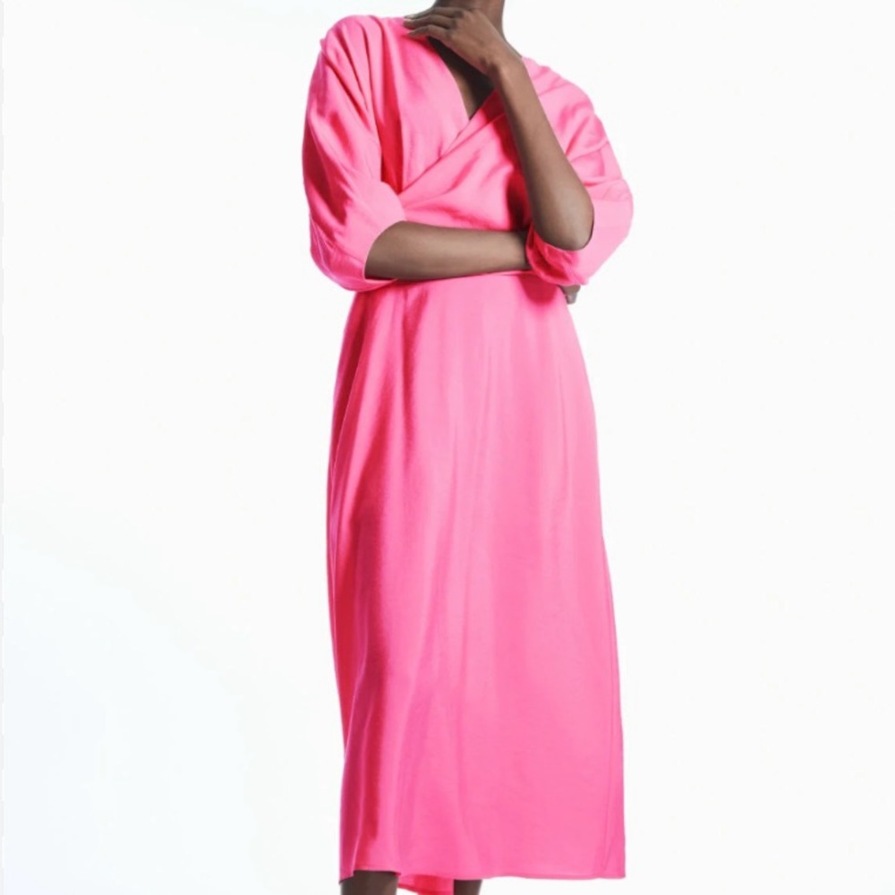 COS Puff-Sleeve Midi Dress 🩷 US 4